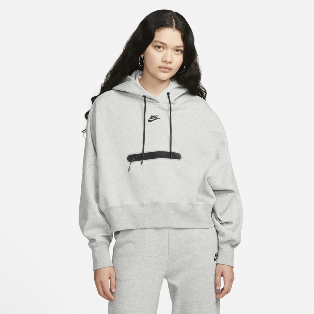 Women’s Nike Sportswear Tech Fleece Cropped Oversized Pullover Hoodie Size XL